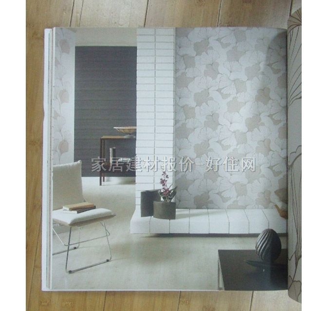 金田野墻紙 歐式風格淺灰色仿植物花紋 寬530mm×長10米 花 白色