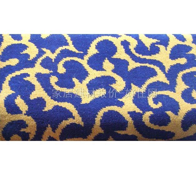 天怡家庭滿鋪地毯 手工羊毛地毯 藍色花紋 4×25M