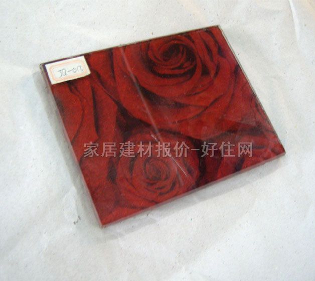 白云夾絲夾層玻璃 紅色玫瑰花 5+5mm