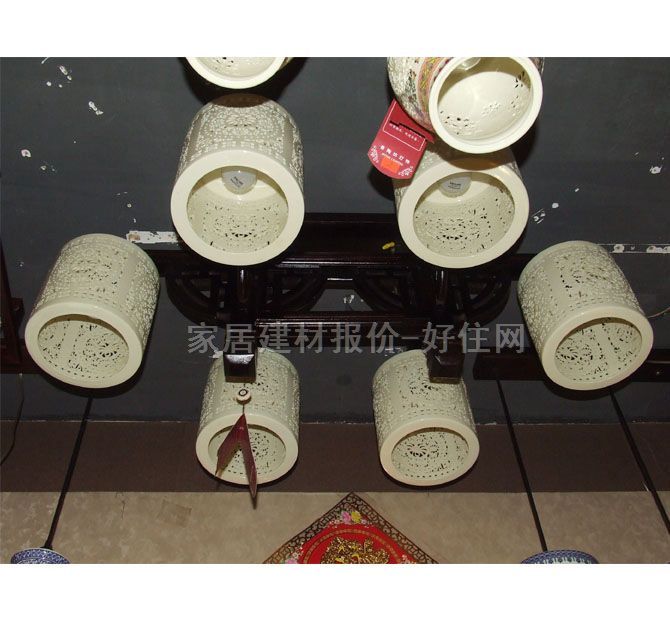 永隆達(dá)吊燈 8324-6 木質(zhì)燈架+陶瓷燈罩 民族風(fēng)式 1000×750×350mm 白色