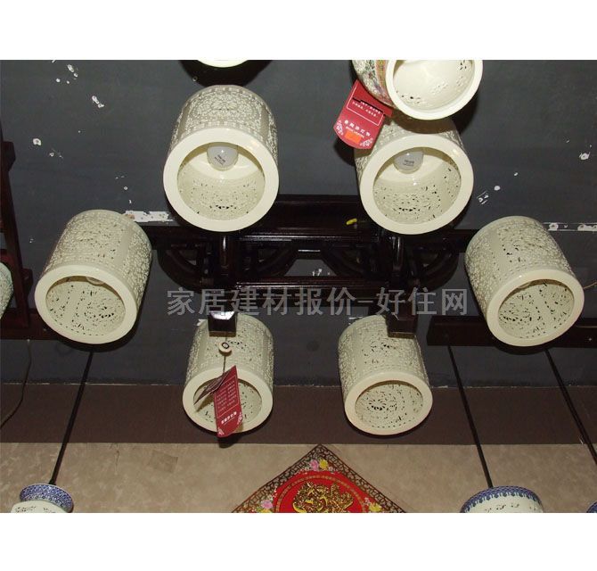 永隆達(dá)吊燈 8324-6 木質(zhì)燈架+陶瓷燈罩 民族風(fēng)式 1000×750×350mm 白色