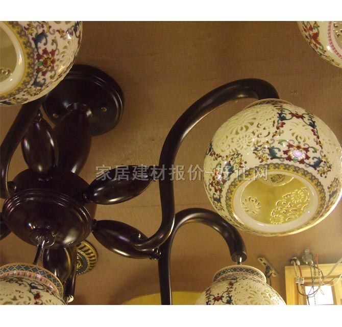 易美達(dá)吊燈 3821/6+1 木質(zhì)燈架+陶瓷燈罩 民族風(fēng)式 白色