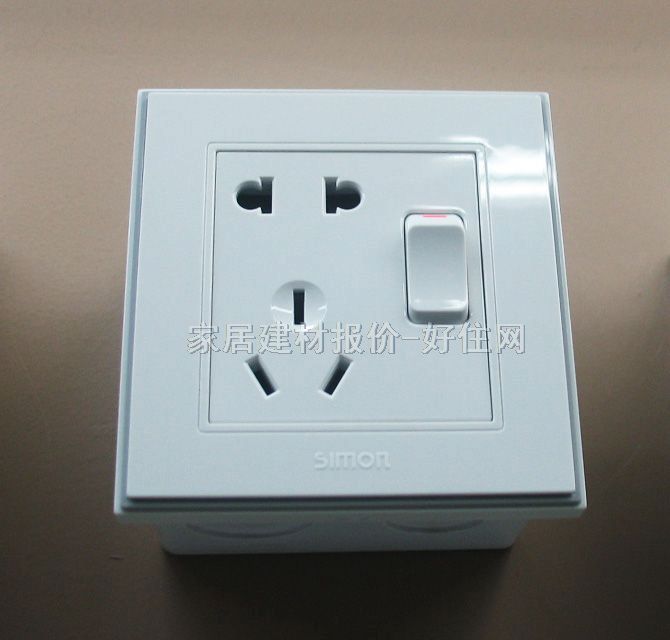 西蒙帶開關(guān)插座面板 56C系列V51086T 二三極帶1位單控 白色