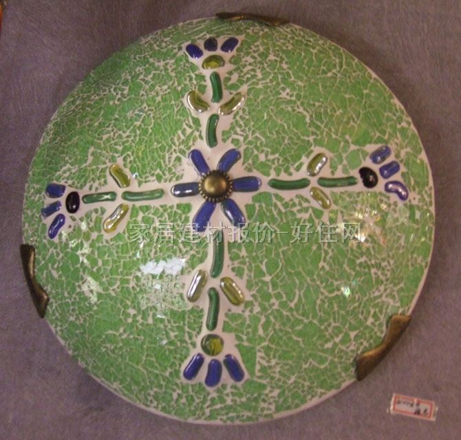 華麗吸頂燈 臥室吸頂燈3104中/綠花 圓形 Φ350mm 東南亞風(fēng)格 彩色玻璃