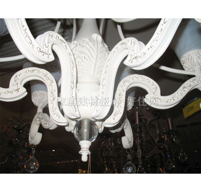 吉好吊燈 CH0019/6 金屬燈架+工藝玻璃燈罩 傳統(tǒng)復(fù)古風(fēng)格 白色