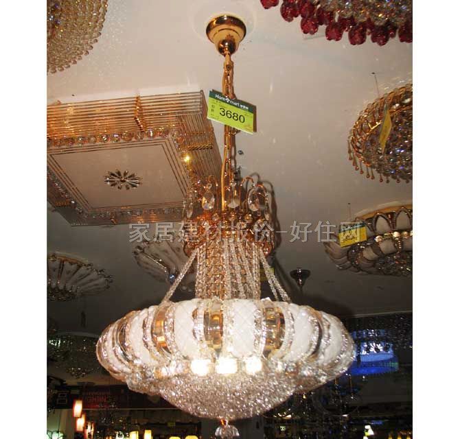 百棟吊燈 7325/17 金屬燈架+真水晶燈罩 大型奢華式 白色