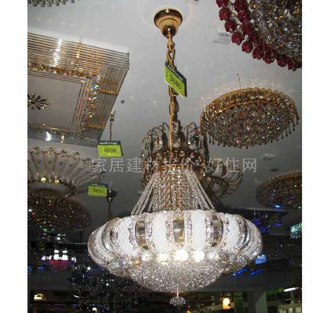 百棟吊燈 7325/17 金屬燈架+真水晶燈罩 大型奢華式 白色