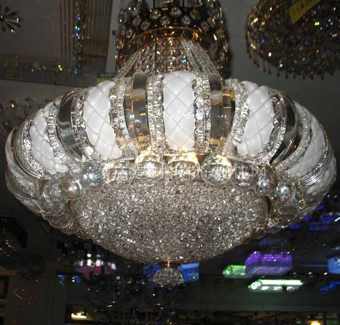 百棟吊燈 7325/17 金屬燈架+真水晶燈罩 大型奢華式 白色