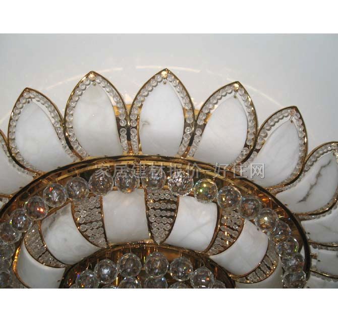 百棟吸頂燈 客廳吸頂燈3205 花瓣形 Φ800mm 大型奢華風(fēng)格 白底帶金黃水晶玻璃