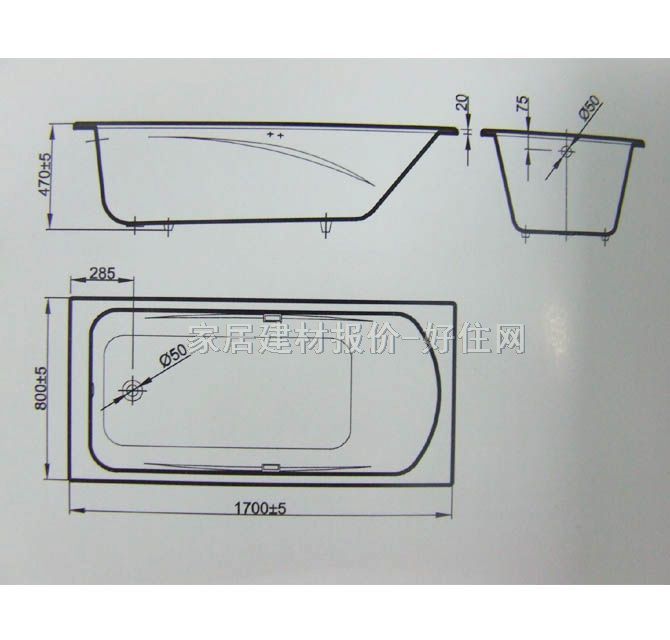 ������ͨԡ�� ����CT-2715.202��ȹ�T�F 1700mm��800mm����470mm