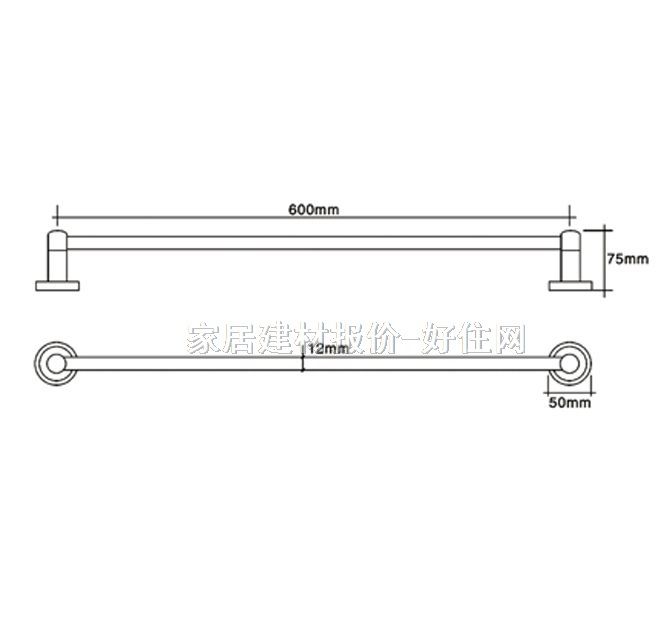 雅之杰毛巾架(桿) 全銅 AC51-262 單層